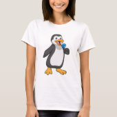 Pinguin mit Lollipop-Süßigkeiten T-Shirt (Vorderseite)