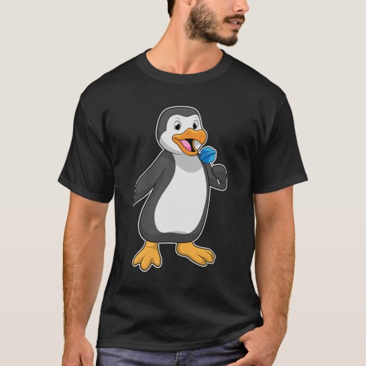 Pinguin mit Lollipop-Süßigkeiten T-Shirt (Vorderseite)