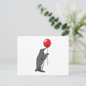 Pinguin mit Luftballon Postkarte (Stehend Vorderseite)