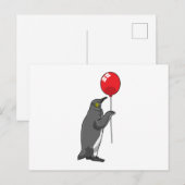 Pinguin mit Luftballon Postkarte (Vorne/Hinten)