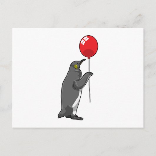 Pinguin mit Luftballon Postkarte (Vorderseite)