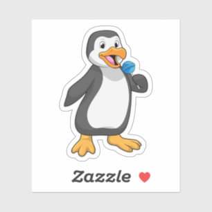 Pinguin mit Lutscher-Süßigkeiten Aufkleber