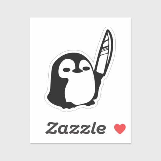 Pinguin mit Messer Aufkleber (Blatt)
