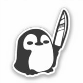 Pinguin mit Messer Aufkleber (Vorderseite)