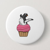 Pinguin mit Muffin Button (Vorderseite)