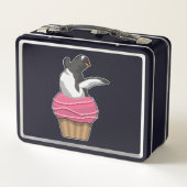 Pinguin mit Muffin Metall Brotdose (Rückseite)