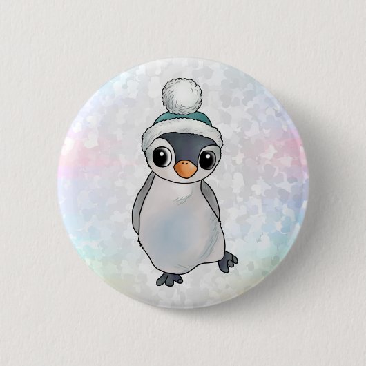 Pinguin mit Mütze Button (Vorderseite)