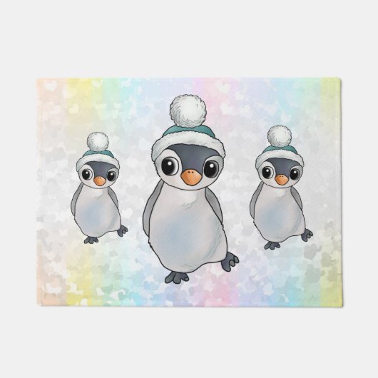Pinguin mit Mütze Fußmatte (Vorderseite)