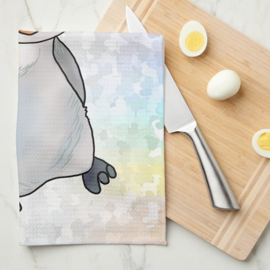 Pinguin mit Mütze Geschirrtuch (Viertel Falte)