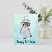 Pinguin mit Mütze Postkarte (Stehend Vorderseite)
