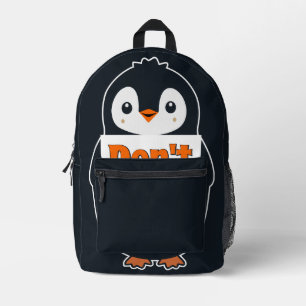 Pinguin mit Nicht Verpassen Schild Bedruckter Rucksack