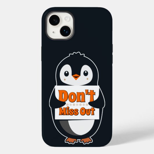 Pinguin mit Nicht Verpassen Schild Case-Mate iPhone Hülle (Rückseite)