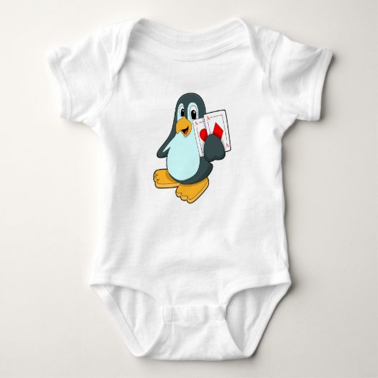 Pinguin mit Poker-Karten Baby Strampler (Vorderseite)