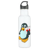 Pinguin mit Poker-Karten Edelstahlflasche (Vorderseite)