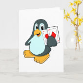 Pinguin mit Poker-Karten Karte (Gelbe Blume)