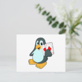 Pinguin mit Poker-Karten Postkarte (Stehend Vorderseite)