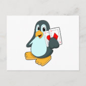 Pinguin mit Poker-Karten Postkarte (Vorderseite)