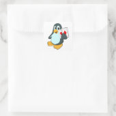 Pinguin mit Poker-Karten Quadratischer Aufkleber (Tasche)