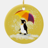 Pinguin mit Regenschirm Keramik Ornament (Hinten)