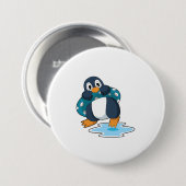 Pinguin mit Rettungsring Button (Vorne & Hinten)