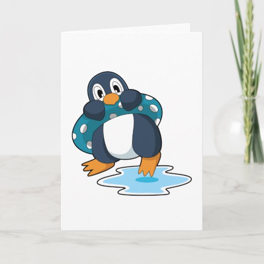 Pinguin mit Rettungsring Karte (Vorderseite)