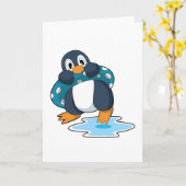 Pinguin mit Rettungsring Karte (Gelbe Blume)