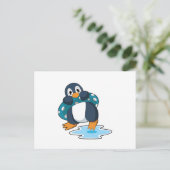 Pinguin mit Rettungsring Postkarte (Stehend Vorderseite)