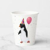 Pinguin mit rosa Ballon Pappbecher (Vorderseite)