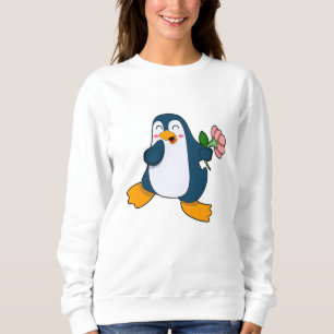 Pinguin mit Rosa-Blume Sweatshirt