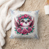 Pinguin mit rosa Rosen Kissen (Decke)