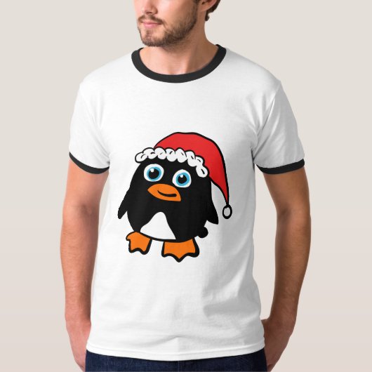 Pinguin mit Santa-Mütze T-Shirt (Vorderseite)