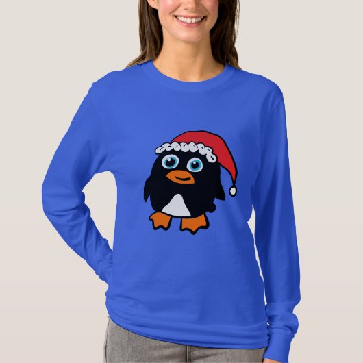 Pinguin mit Santa-Mütze T-Shirt (Vorderseite)