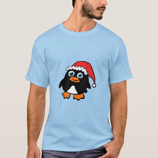 Pinguin mit Santa-Mütze T-Shirt (Vorderseite)