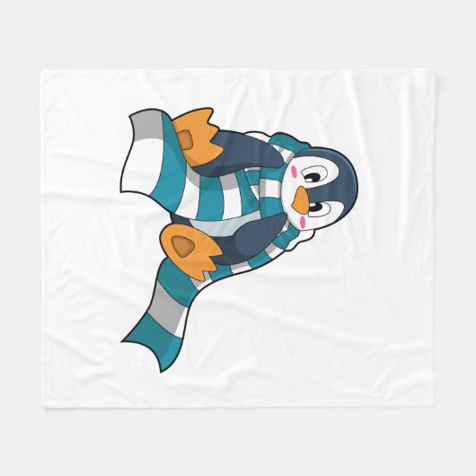 Pinguin mit Scarf Fleecedecke (Vorderseite (Horizontal))