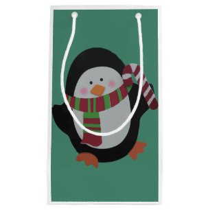 Pinguin mit Scarf Happy Holidays Geschenktasche Kleine Geschenktüte