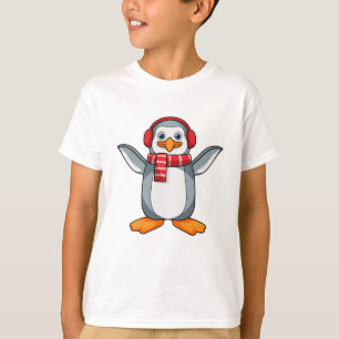 Pinguin mit Scarf & Headphone T-Shirt