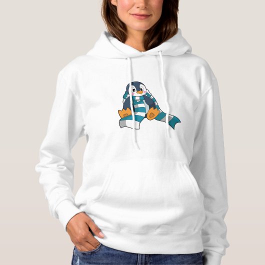 Pinguin mit Scarf Hoodie (Vorderseite)