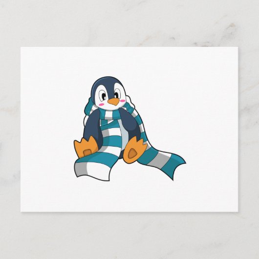 Pinguin mit Scarf Postkarte (Vorderseite)