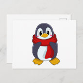 Pinguin mit Scarf Postkarte (Vorne/Hinten)