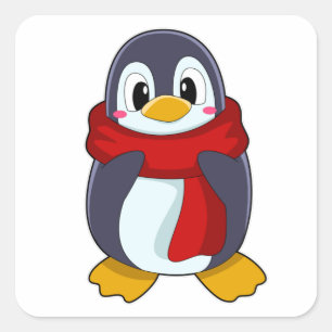 Pinguin mit Scarf Quadratischer Aufkleber
