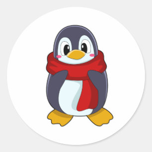 Pinguin mit Scarf Runder Aufkleber