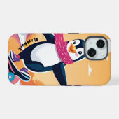 Pinguin mit Scarf und Skateboard Fun Design iPhone 15 Hülle (Rückseite (Horizontal))