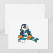 Pinguin mit Schal Postkarte (Vorne/Hinten)