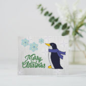 Pinguin mit Schal Postkarte (Stehend Vorderseite)