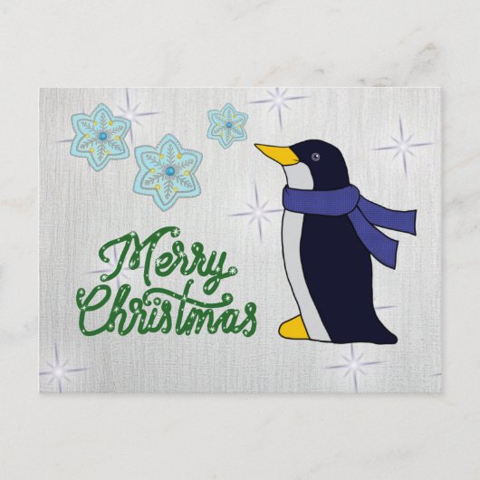 Pinguin mit Schal Postkarte (Vorderseite)