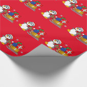 Pinguin mit Schlitten der Geschenke Geschenkpapier (Ecke)