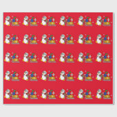 Pinguin mit Schlitten der Geschenke Geschenkpapier (Flach)