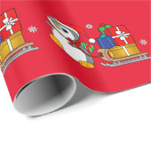Pinguin mit Schlitten der Geschenke Geschenkpapier (Rolleneckpunkt)