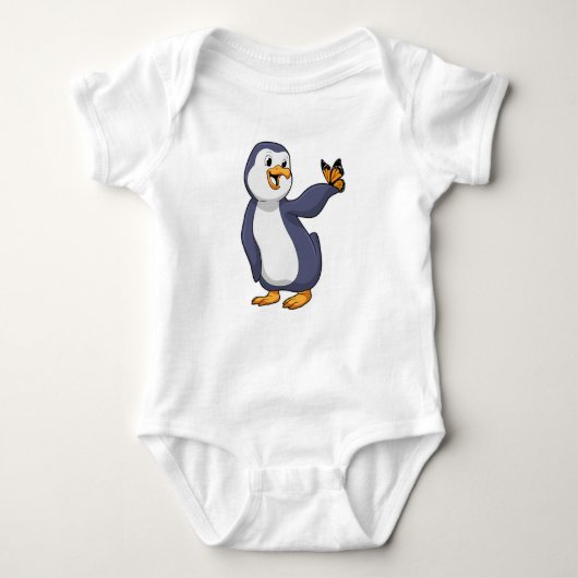 Pinguin mit Schmetterling Baby Strampler (Vorderseite)