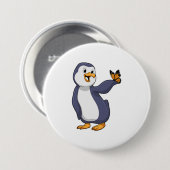 Pinguin mit Schmetterling Button (Vorne & Hinten)